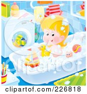 Poster, Art Print Of Airbrushed Girl Playing With Toys In The Tub