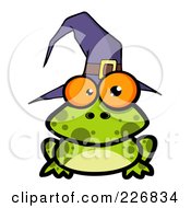 Spotted Frog Wearing A Witch Hat