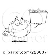 Poster, Art Print Of Coloring Page Outline Of A Jackolantern Holding Up A Bin Of Halloween Candy