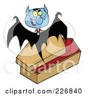 Poster, Art Print Of Vampire Bat Flying Above A Coffin