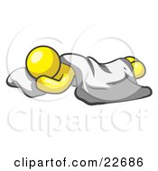 Comfortable Yellow Man Sleeping On The Floor With A Sheet Over Him by Leo Blanchette