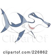 Poster, Art Print Of Cute Blue And White Hammerhead Shark