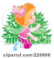 Poster, Art Print Of Aibrushed Red Haired Girl Hiding Behind A Bush