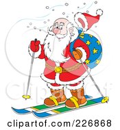 Poster, Art Print Of Santas Hat Flying Off While Skiing