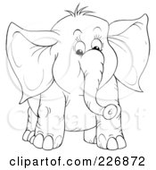 Royalty Free RF Clipart Illustration Of A Coloring Page Outline Of A Cute Chubby Elephant