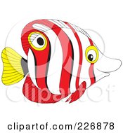 Royalty Free RF Clipart Illustration Of A White Red Yellow And Black Striped Marine Fish