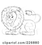 Royalty Free RF Clipart Illustration Of A Coloring Page Outline Of A Cute Lion by Alex Bannykh