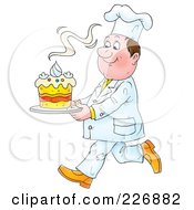 Poster, Art Print Of Chef Carrying A Fresh Cake