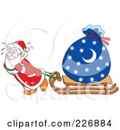 Poster, Art Print Of Santa Dragging A Sled With A Heavy Sack