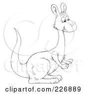 Royalty Free RF Clipart Illustration Of A Coloring Page Outline Of A Cute Kangaroo by Alex Bannykh
