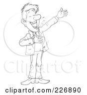 Coloring Page Outline Of A Man Presenting And Announcing