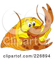 Royalty Free RF Clipart Illustration Of A Happy Hermit Crab Waving by Alex Bannykh