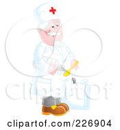 Royalty Free RF Clipart Illustration Of A Doctor Pouring Cough Syrup by Alex Bannykh