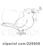 Poster, Art Print Of Coloring Page Outline Of A Cute Singing Bird