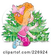 Poster, Art Print Of Red Haired Girl Hiding Behind A Bush