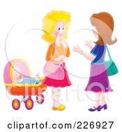 Poster, Art Print Of Two Airbrushed Women Chatting By A Baby