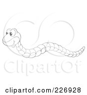 Royalty Free RF Clipart Illustration Of A Coloring Page Outline Of A Cute Snake by Alex Bannykh