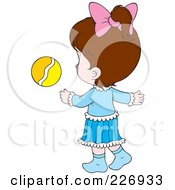 Royalty Free RF Clipart Illustration Of A Brunette Girl Following A Ball