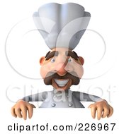 3d Chef Man Holding A Blank Sign