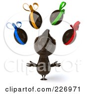 Royalty Free RF Clipart Illustration Of A 3d Chocolate Chicken With Eggs And Colorful Bows 1
