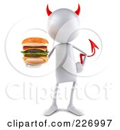 Royalty Free RF Clipart Illustration Of A 3d Devil Bob Character With A Cheeseburger 1 by Julos