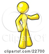 Clipart Illustration Of A Yellow Woman With One Arm Out by Leo Blanchette