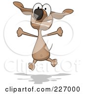 Royalty Free RF Clipart Illustration Of A Cartoon Brown Pookie Wiener Dog Jumping by Julos