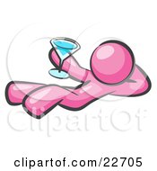 Pink Man Kicking Back And Relaxing With A Martini Beverage