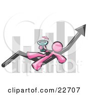 Clipart Illustration Of A Pink Business Owner Man Relaxing On An Increase Bar And Drinking Finally Taking A Break by Leo Blanchette