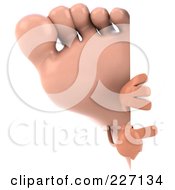 3d Human Foot Looking Around And Pointing To A Blank Sign