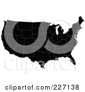 Royalty Free RF Clipart Illustration Of A Black Map Of The Contiguous United States With White Borders by JR #COLLC227138-0123