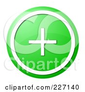 Royalty Free RF Clipart Illustration Of A Round Green And White Shiny Plus Button Icon