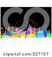 Poster, Art Print Of Background Of Colorful Splats Over Black With A White Bar