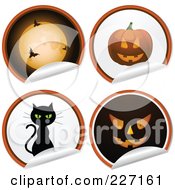 Poster, Art Print Of Digital Collage Of Four Peeling Halloween Stickers