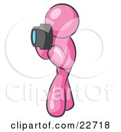 Clipart Illustration Of A Pink Man Character Tourist Or Photographer Taking Pictures With A Camera