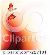 Poster, Art Print Of Background Of Two Orange Butterflies And Gradient Red To White