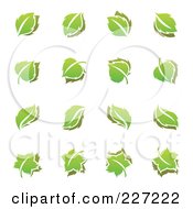 Poster, Art Print Of Digital Collage Of Green Leaf Logo Icons