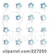 Poster, Art Print Of Digital Collage Of Abstract Blue Star Logo Icons