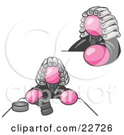 Clipart Illustration Of A Pink Judge Man Wearing A Wig In Court