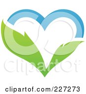 Poster, Art Print Of Blue Sky And Green Leaf Heart Logo