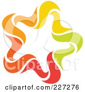 Poster, Art Print Of Abstract Orange Green Red And Yellow Star Logo Icon - 15