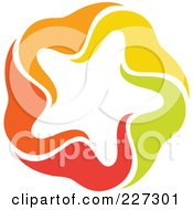 Poster, Art Print Of Abstract Orange Green Red And Yellow Star Logo Icon - 1