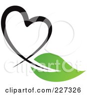 Royalty Free RF Clipart Illustration Of A Black Heart And Green Leaf Logo by elena #COLLC227326-0147