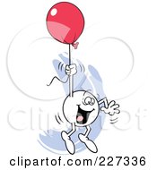 Poster, Art Print Of Happy Moodie Character Holding Onto A Red Balloon And Flying Away