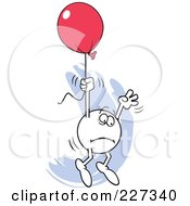 Poster, Art Print Of Fearful Moodie Character Holding Onto A Red Balloon And Flying Away
