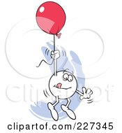 Poster, Art Print Of Cautious Moodie Character Holding Onto A Red Balloon And Flying Away