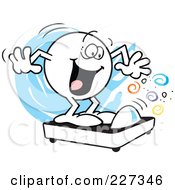 Royalty Free RF Clipart Illustration Of A Moodie Character Standing Happy On A Scale