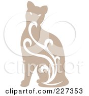 Poster, Art Print Of Beige Vintage Styled Cat With Swirls - 1