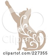 Royalty Free RF Clipart Illustration Of A Beige Vintage Styled Cat With Swirls 4