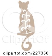 Poster, Art Print Of Beige Vintage Styled Cat With Swirls - 2